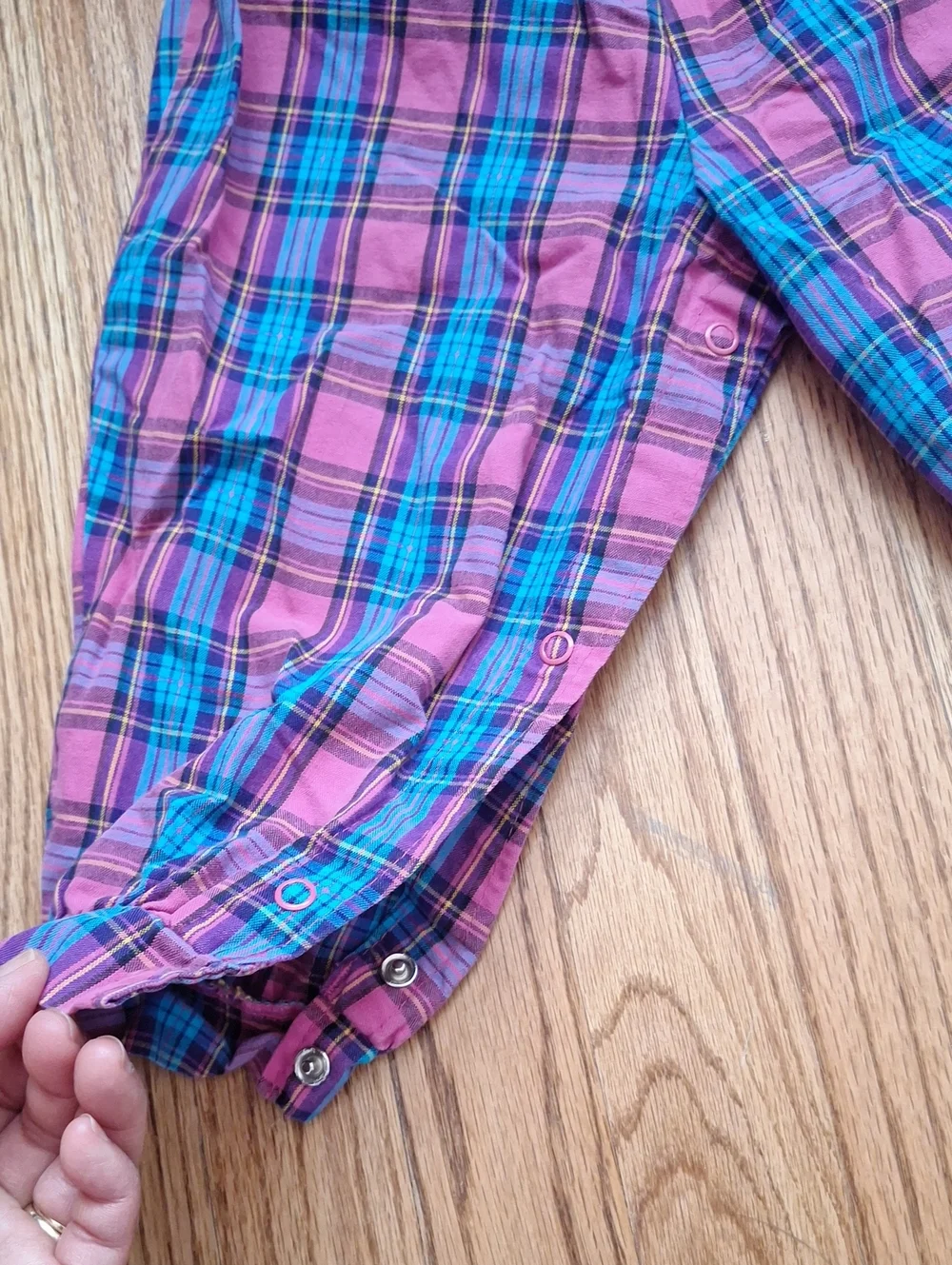 Vintage OshKosh B'gosh Pink and Blue Plaid Girls' Overalls 24M